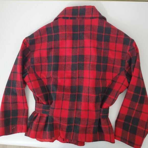 The Limited Vintage Open Front Belted Plaid Wool Blend Jacket Size Medium/Large - Picture 5 of 9
